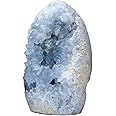 FZBHRO Extra Large Blue Celestite Cluster Geode Healing Crystal Stone Collection Mineral Specimen Home Office Decor Meditation Gifts 3.5-4.4 Pound
