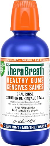 Therabreath Healthy Gums oral Rinse - Clean Mint | zinc & Tea Tree Oil To Neutralize Bacteria & Restore Gum tissue | Certified Vegan, Gluten Free & Kosher, 16 ounces
