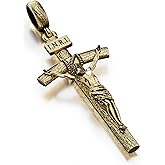 ZENLUNANO Catholic Crucifix Necklace for Men and Women, Antique Silver/Gold/Silver Gold Cross Necklace with Exquisite Jesus Pendant, 18~30" Stainless Steel Chain, Christian Jewelry Gift