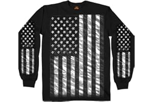Hot Leathers Men's America Flag Long Sleeve Shirt