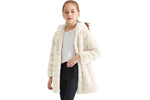 Giolshon Girls Faux Fur Fleece Jacket Sherpa Fuzzy Hoodie Winter Coat with Full Zip Fluffy Outerwear 2169