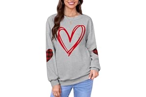 ALIREVERIE Women's Valentine's Day Love Heart Graphic Sweatshirt Cute Long Sleeve Shirt