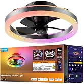 Govee Ceiling Fan with Lights, 20'' RGBIC Fandelier Ceiling Fan with Light | Ceiling Fans with Lights and Remote, 12 Speeds Reversible DC Motor, 3100lm, Low Profile Ceiling Fan for Bedroom, Living Room