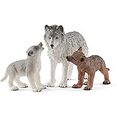 Schleich Wild Life, Realistic Woodland Animal Toys for Kids 3-Piece Set with Mother Wolf and Baby Wolf Toys, Ages 3+