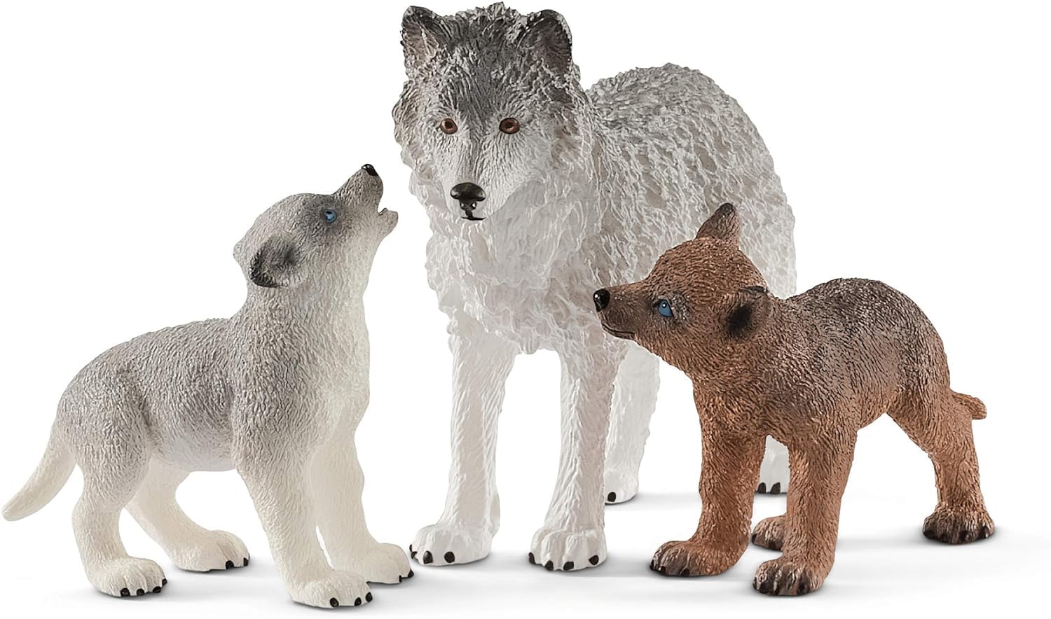 SCHLEICH 42472 Wild Life 3pc Mother Wolf and Baby Wolf Pups Figurine Set - Authentic and Highly Detailed Animal Toys, Durable for Education and Fun Play, Perfect for Boys and Girls, Ages 3+