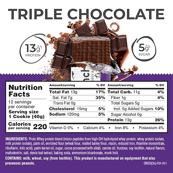 POWER CRUNCH PROTEIN WAFER BARS, HIGH PROTEIN SNACKS WITH DELICIOUS TASTE, TRIPLE CHOCOLATE, 1.4 OUNCE (12 COUNT)