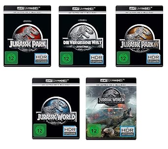Jurassic Park 1+2+3 (4k Ultra-HD) & Jurassic World 1+2 (4k Ultra-HD) im Set - Deutsche Originalware [5 Blu-rays 4k + 5 Blu-ra