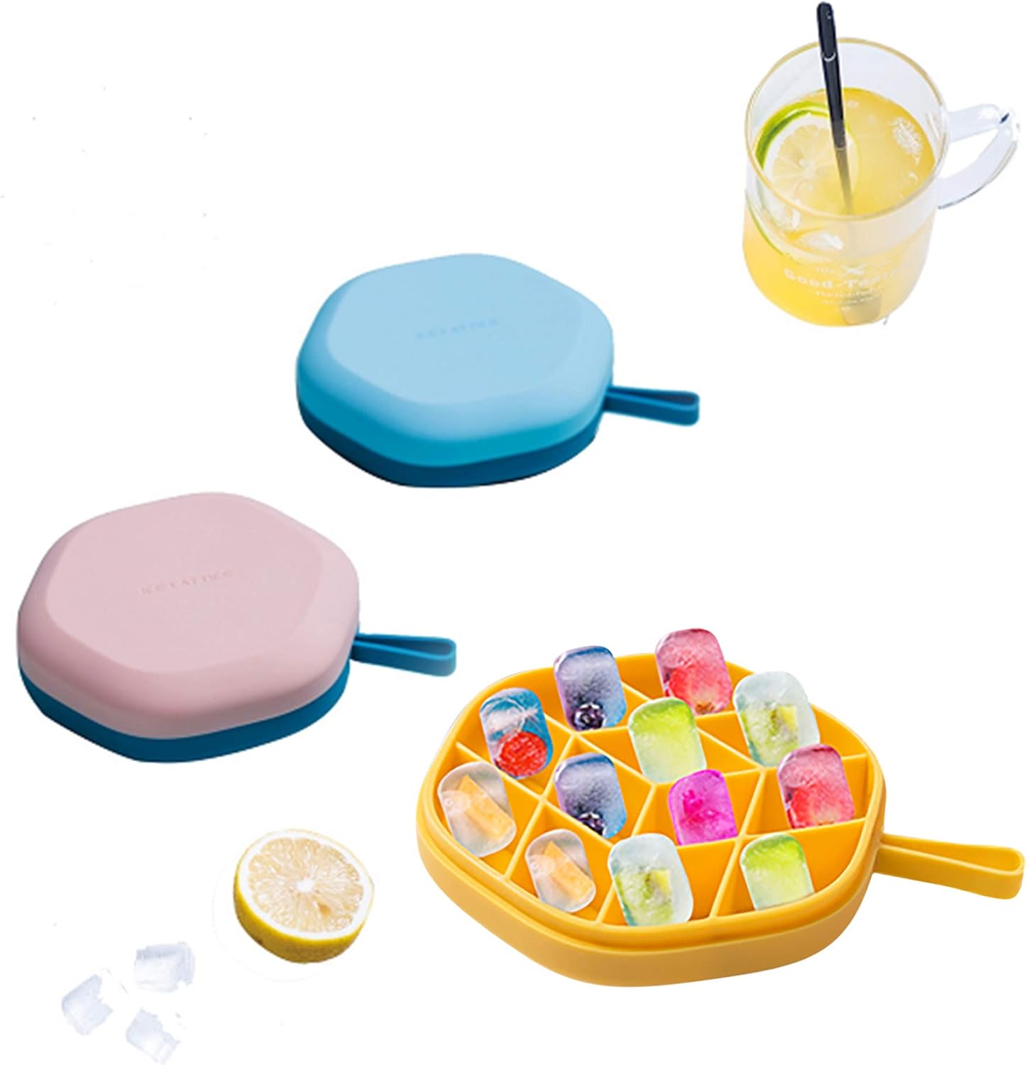 Amazon Com 3 Pack Small Ice Cube Trays For Mini Fridge Making Ice Soft Multiple Function Easy Clean And Ice Trays With Lid Ice Cube Tray For Kids Ice Genie Mini Ice Cube