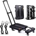 GtIiFmTe Folding Hand Truck, Lightweight Hand Truck Dolly Foldable,Luggage cart with 6 Rotate Wheels, Utility Cart with Adjustable Handle,Collapsible Dolly for Moving Travel Shopping Airport Office