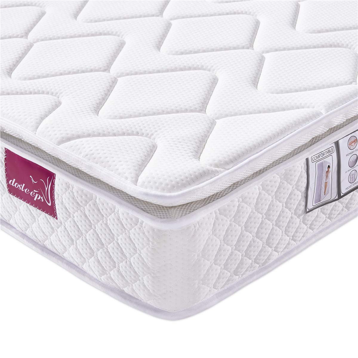 DOSLEEPS Small Double Mattress 4FT Mattress 9Zone Pocket Spring