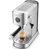 CASABREWS 5418 BASIC Stainless Steel Espresso Machine with Steam Wand | 20-Bar Pump for Caf&eacute;-quality Espresso, Powerful Steam Wand for Cappuccino &amp; Latte at Home, Beginner-friendly, 34oz Water Tank