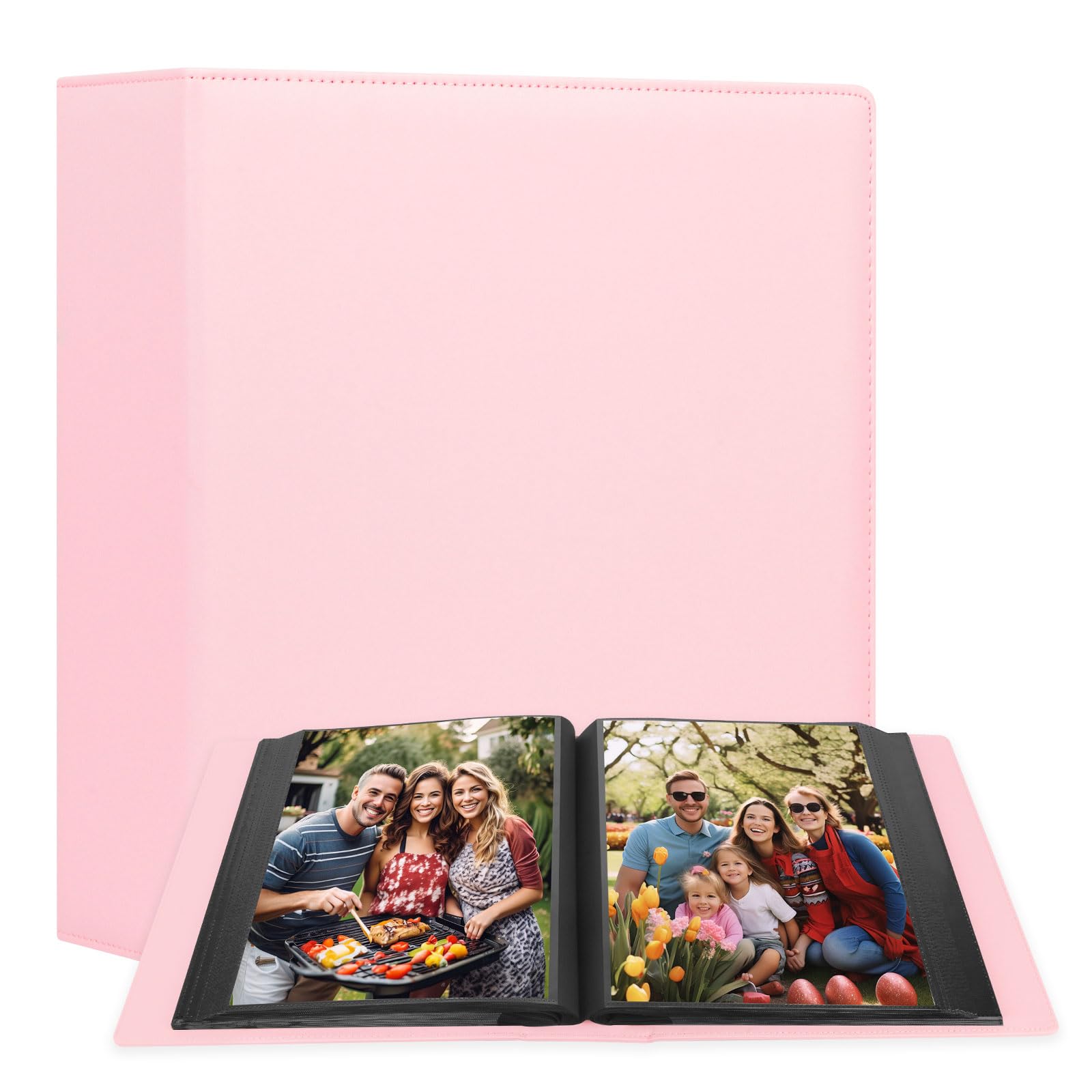 8x10 Photo Album 168 Pockets Holds 168 Photos, Large Capacity Leather Cover Family Wedding Baby Photo Book for 8 x 10 Pictures, Photo Album 8x10 with Black Inner Pages (Pink)