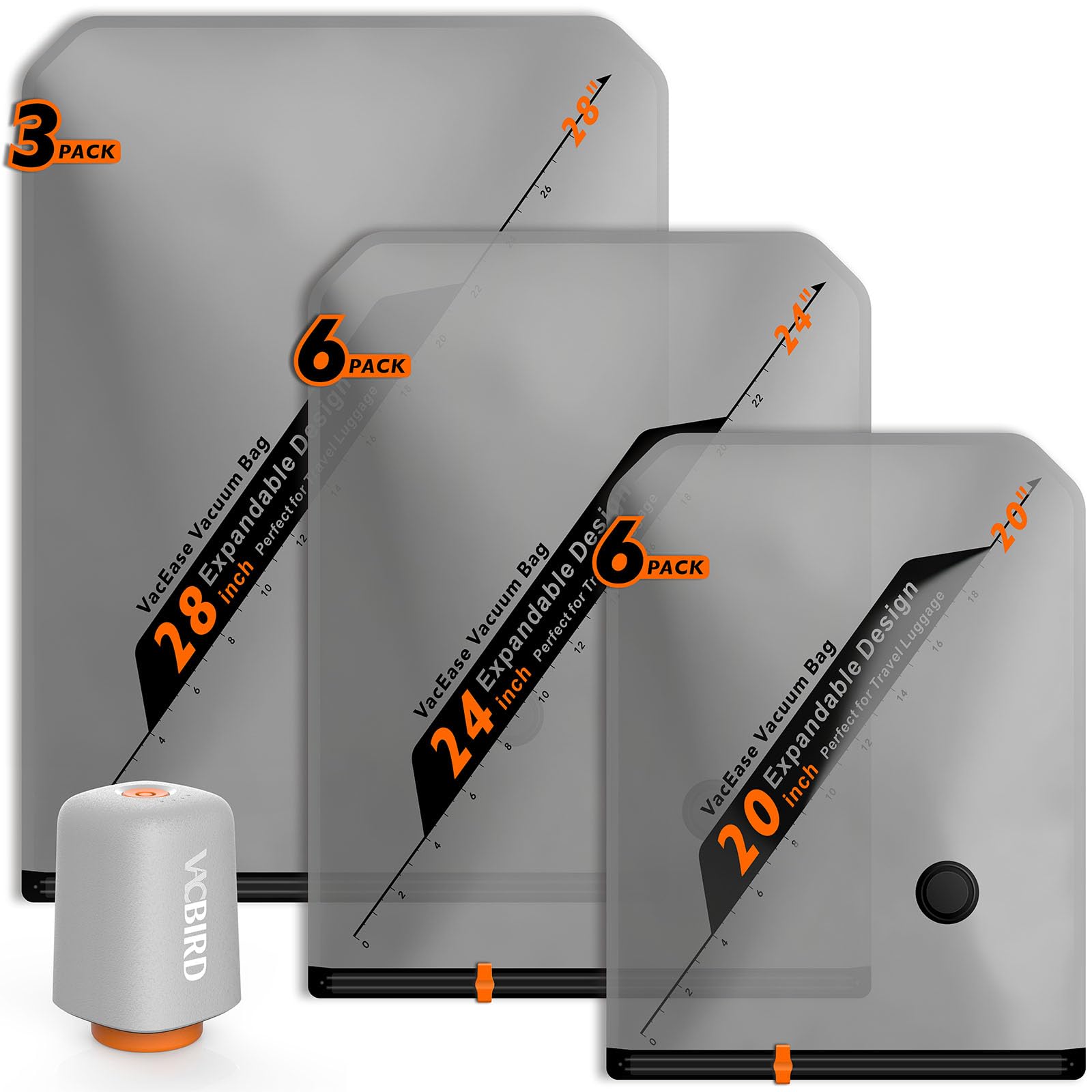 Photo 1 of Rechargeable Wireless Pump Travel Storage Bags Set - 15 Pack Portable Space Saver Bags for Travel & Home - Vacuum Compression Packing Seal for Clothes, Blankets, Seasonal Storage