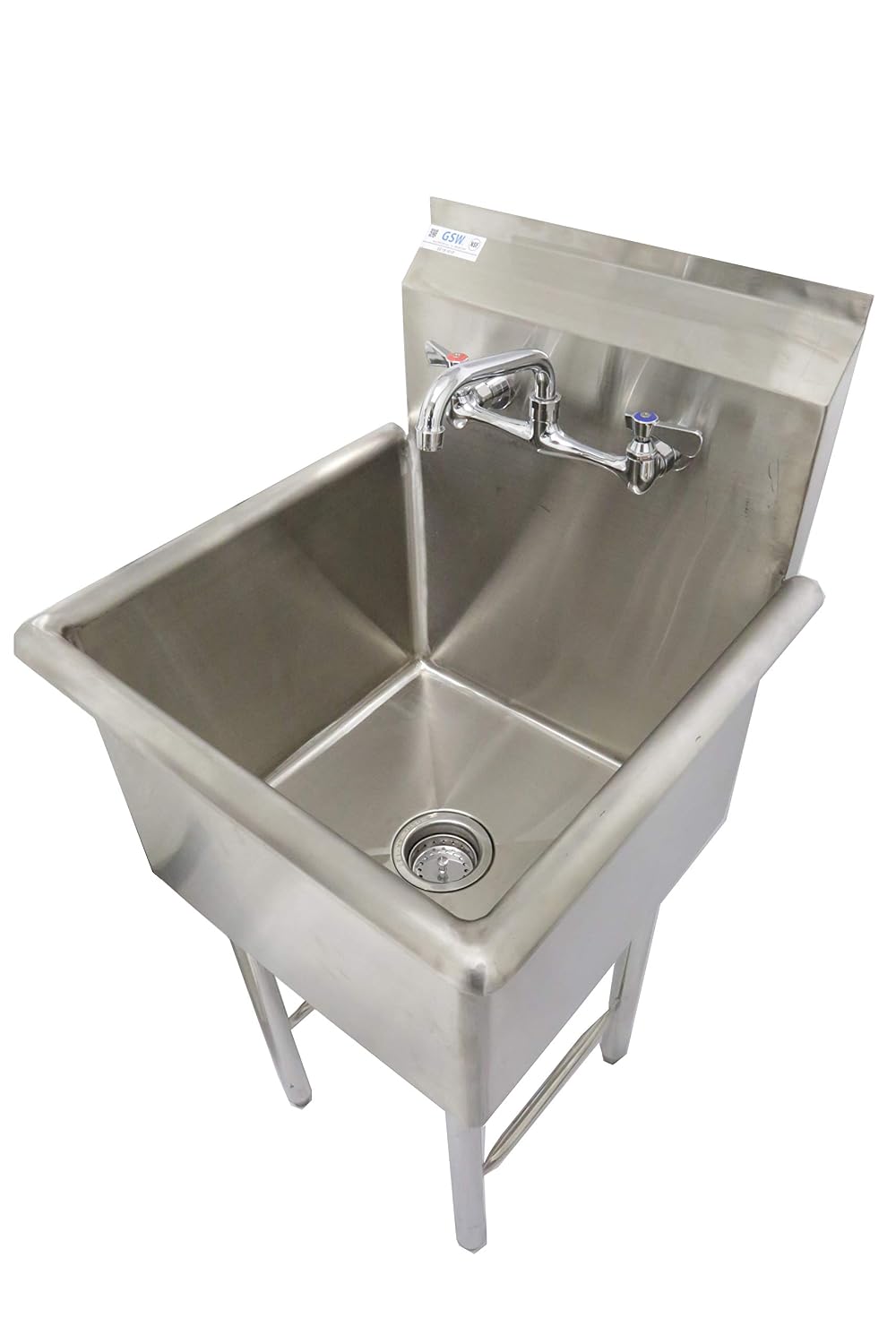Ace Economy 1 Compartment Stainless Steel Commercial Food Preparation Sink With 8" No Lead Faucet, 18 X 18" (796762693801)