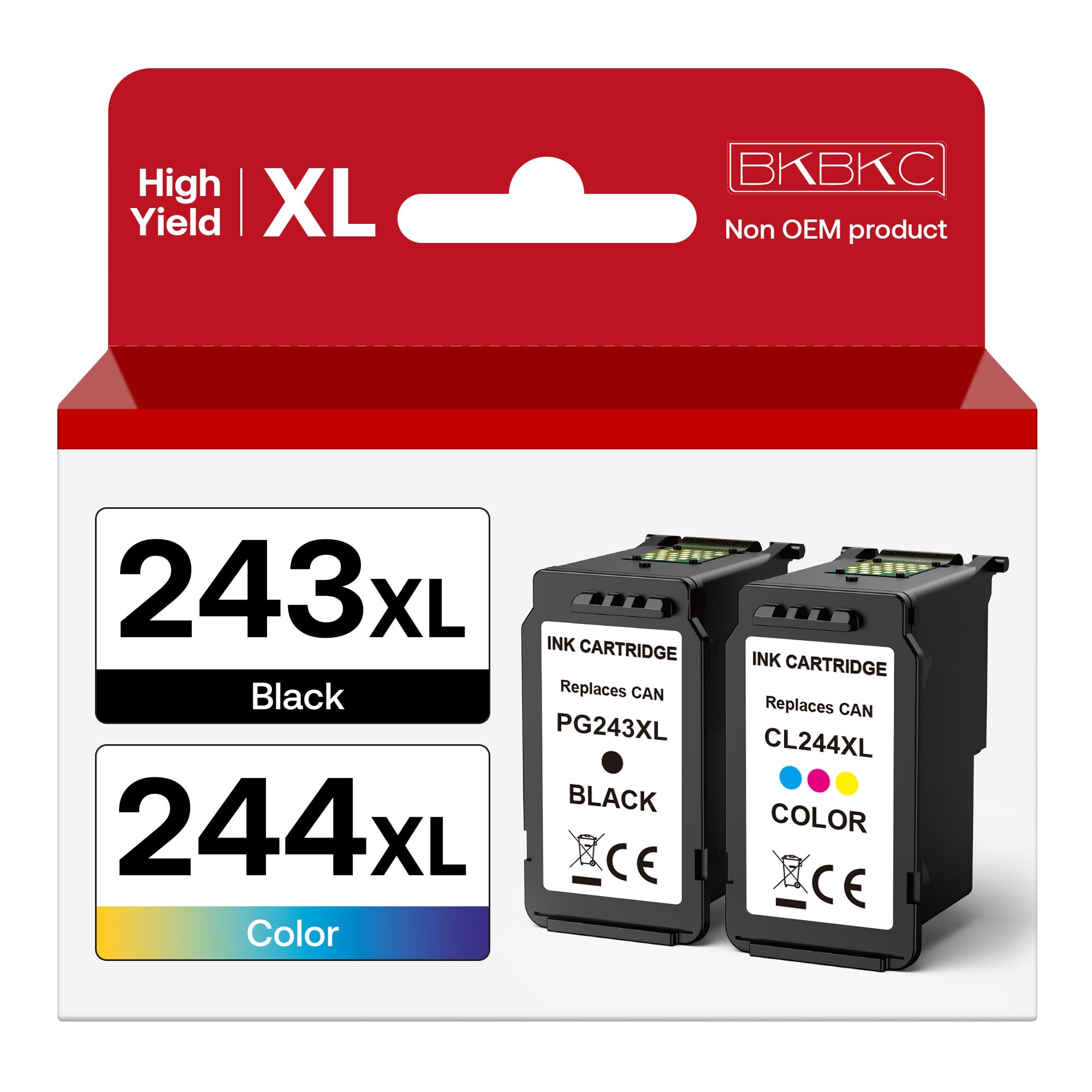 Photo 1 of 243 244 XL Ink Cartridge Compatible for Canon Ink 245 246XL PG-243 CL-244XL for Pixma TS3420 TR4520 TR4522 TS3120 MX490 MX492 MG2520 Printers (Black, Tri-Color, 2 Pack)