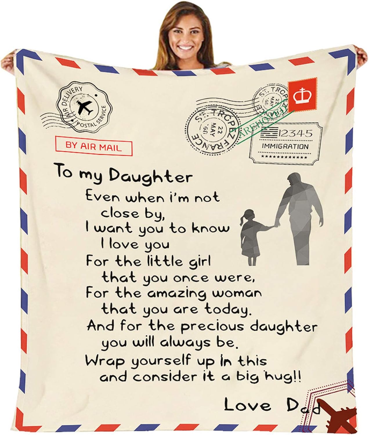 GTHTTT Letter Blanket Personalized To Daughter From Dad Love Letter Blanket Letter Printed