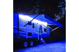 ROLiGHTiC RV Awning Lights, 12V 16.4FT Blue Camping Awning Lights, Motorhome Travel Trailer Food Trucks Van Waterproof Canopy