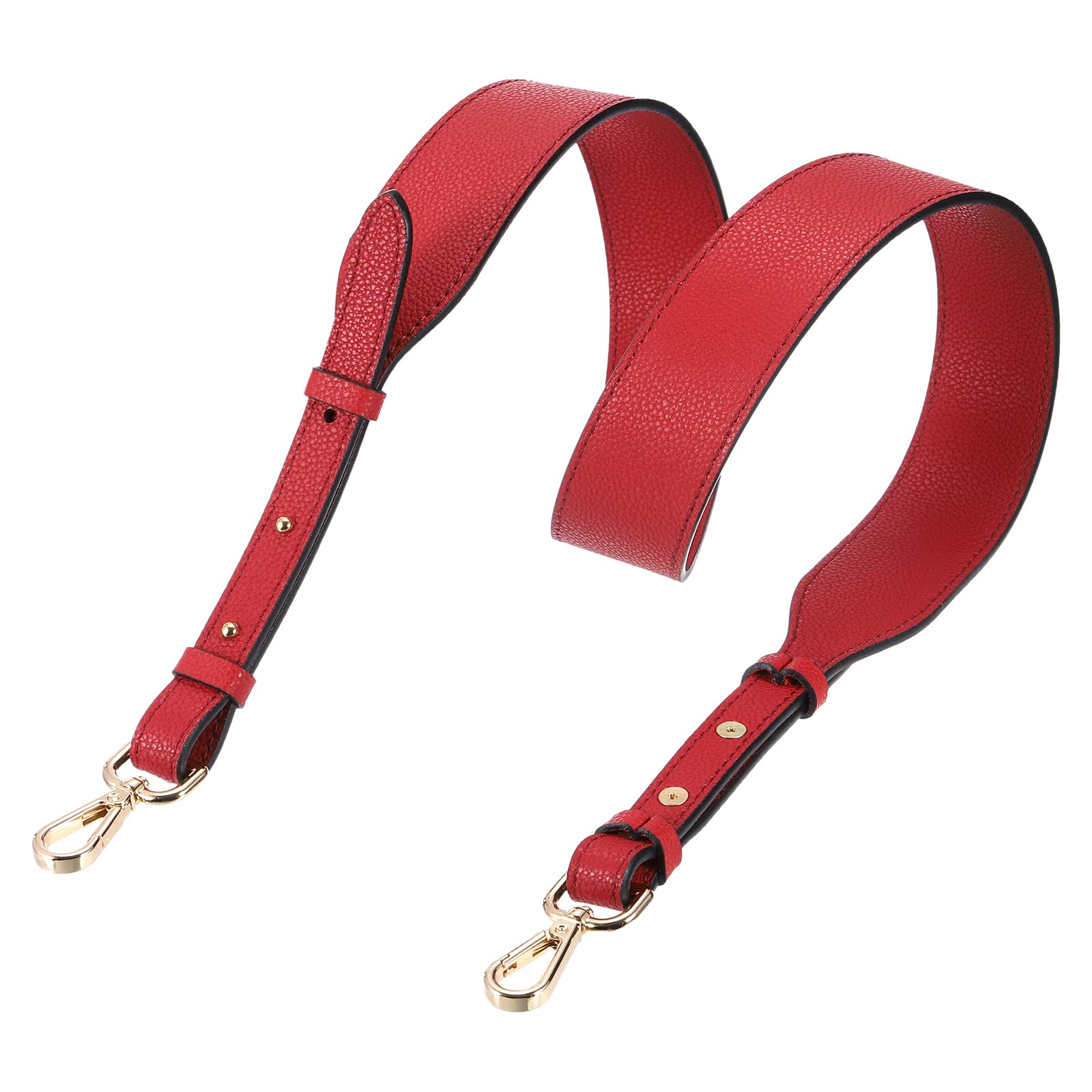 Photo 1 of uxcell Leather Purse Strap, 41.7"-43.3" Adjustable Crossbody Replacement Straps 1.5" Width for Handbags, Shoulder Bag (Bright Red, Gold Clasp)