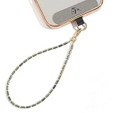 Little Fire Craft Cell Phone Charm Beaded Phone Charms Beaded Bracelet Hand Strap Tiny Beads Chains Wrist Lanyard Wristlet Cylinder Bead Charm (Gloss Blue/Gold)