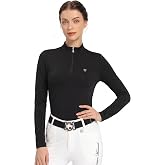 Harrison Howard Women's Equestrian Riding Shirt, Horse Riding Top UPF 50+ | Performance Base Layer Top, Long Sleeve Horse Riding Top with Quarter Zip, Breathable and Quick Dry Schooling Shirt