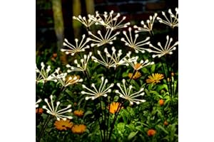 KWAIFFEO Solar Garden Lights 2 Pack Twinkling Solar Firework Lights with 2 Modes 120LED, Solar-Powered Light for Outside Yard Pathway Garden Decor Outdoor Waterproof, Gardening Gifts for Women Mothers Day,Warm