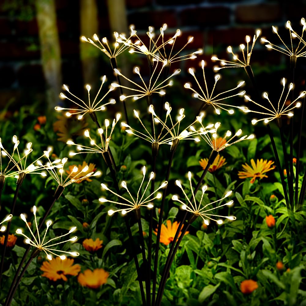 Kwaiffeo Solar Lights Outdoor Garden, New Upgraded 2 Pack with 60 LED Solar Fairy Lights for Outside Garden Yard Pathway Decor Outdoor Waterproof, Gardening Gifts for Women Mom, Warm White