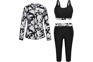 Hanna Nikole Women 3 Pieces Plus Size Rash Guard Swimwear Sun Protection Surfing Bathing Suits Long Sleeve Swimsuits