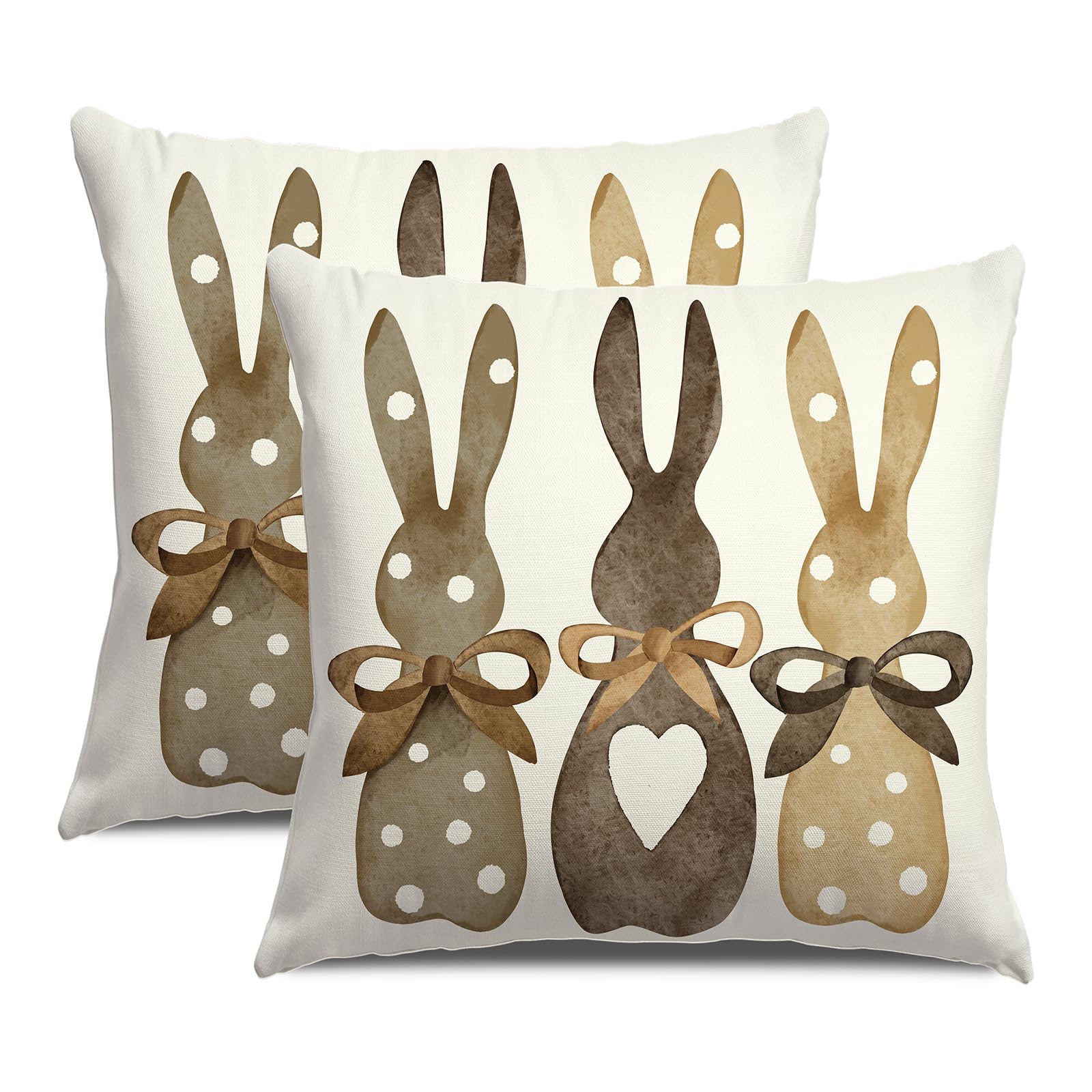 LOMCHEN Easter Pillow Covers 16X16 Inch Set of 2,Polka Dot Bunny Throw Pillow Covers for Easter Decorations Spring Rabbit Cushion Case Decoration for Sofa Couch