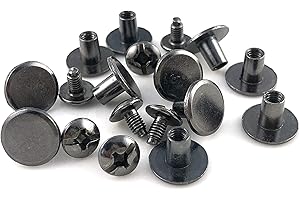 YORANYO 100 Sets Round Flat Head Chicago Screws Buttons Metal Studs Rivets Screwback Spots Metal Nail Rivet Studs for Leather Crafting,Head Diameter 8MM (5/16 Inches) (Gun Metal)…