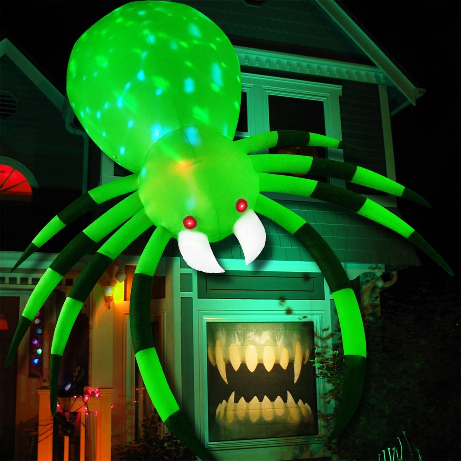 Photo 1 of 12FT Halloween Inflatable Spider Outdoor Decorations, Giant Blow Up Spider with Build-in LED Magic Lights, Holiday Clearance Halloween Decorations Party Yard Garden Lawn