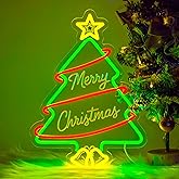 LMHSE Christmas Tree Neon Signs, 16.9" x 12.1" Acrylic LED Neon Sign for Window Lights Bedroom Living Room Home Decorations