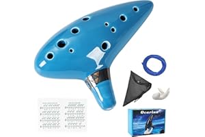 Mulucky Ocarina 12 Tones Alto C with Song Book Display Stand Neck Cord - Light Blue