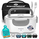 TRAVELISIMO Electric Lunch Box for Adults 80W Heated Lunch Box For Men 1.5L Stainless Steel Portable Food Warmer, 12/24/110V for Travel & Work, Loncheras Electricas Para Calentar almuerzo