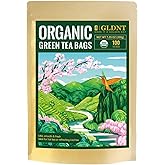GLDNT Organic Green Tea Bags, Natural Pure Organic Green Tea, Super Antioxidant, Caffeinated, 100 Count