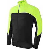 qualidyne Men's Thermal Cycling Jersey Long Sleeve Winter 3 Pockets Bike Fleece Jackets Windproof Reflevtive Cold Weather