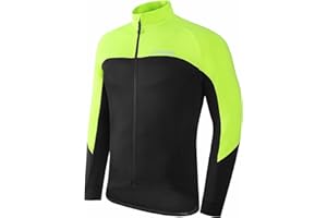 qualidyne Men's Thermal Cycling Jersey Long Sleeve Winter 3 Pockets Bike Fleece Jackets Windproof Reflevtive Cold Weather