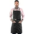 Under NY Sky No-Tie Panther Black Apron – Coated Twill with Leather Reinforcement, Split-Leg, Adjustable for Men and Women – Pro Barber, Tattoo, Barista, Bartender, Hair Stylist, Server Aprons