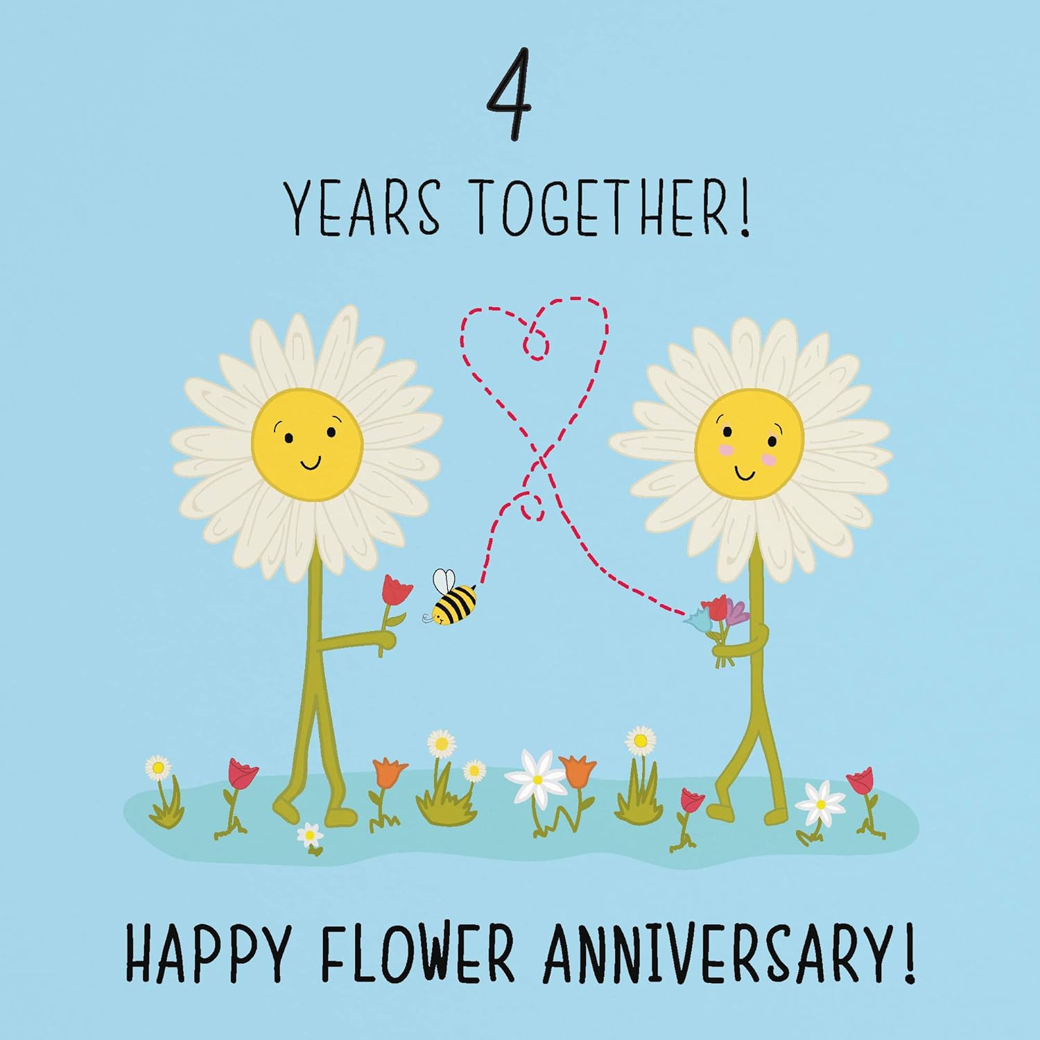 4th Wedding Anniversary Card - Flower 