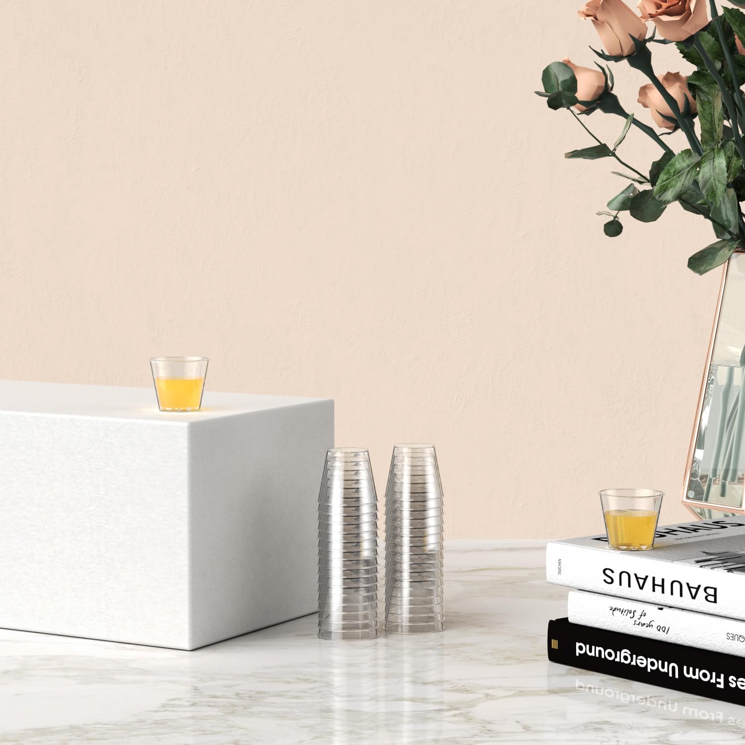 Photo 1 of [1 oz-100pack] Clear PS Plastic Cups, BPA-Free, Leakproof,Food-Safe, Durable Disposable Cups for Tasting,Parties, Weddings, Celebrations and Everyday Use