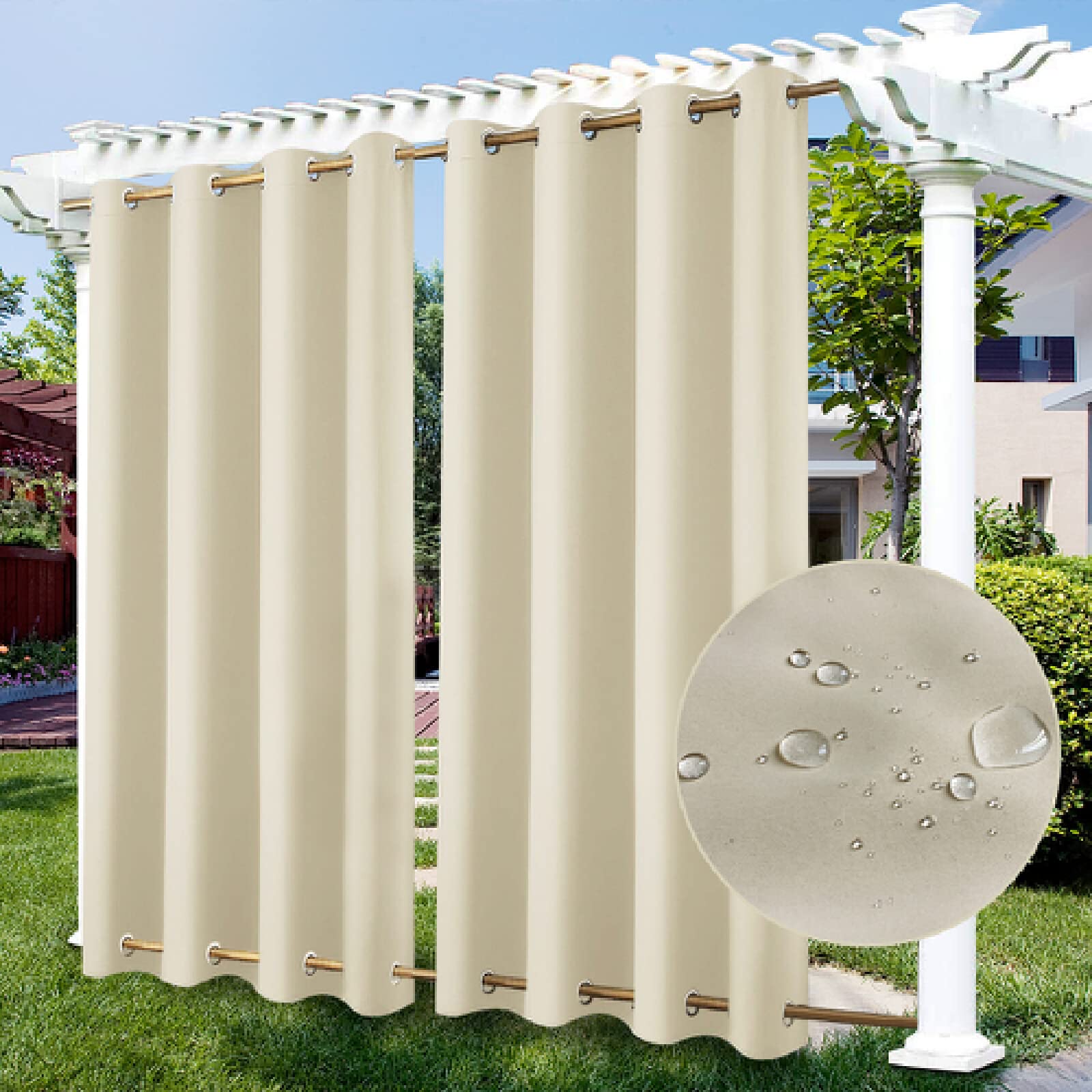 ZJXSNEH Waterproof Outdoor Curtain Panels Blackout