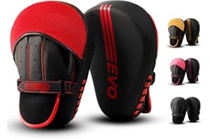 EVO Fitness Curved Matte Black Boxing Pads Men Women Boxing Mitts Focus Punching MMA Muay Thai Martial Arts Kickboxing Hook and jab Hand Target Strike Shield Training Pads