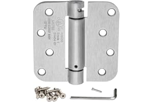 Dynasty Hardware 4 inch Spring Loaded Door Hinge Self Closing with 5/8" Radius Corners, Satin Nickel - Pack of 2 Hinges