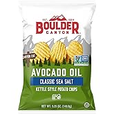 Boulder Canyon Avocado Oil Sea Salt Potato Chips, 5.25 oz Bag | No hydrogenated fats, high fructose corn syrup, bleached flour, or synthetic nitrates; clean-label kettle chips