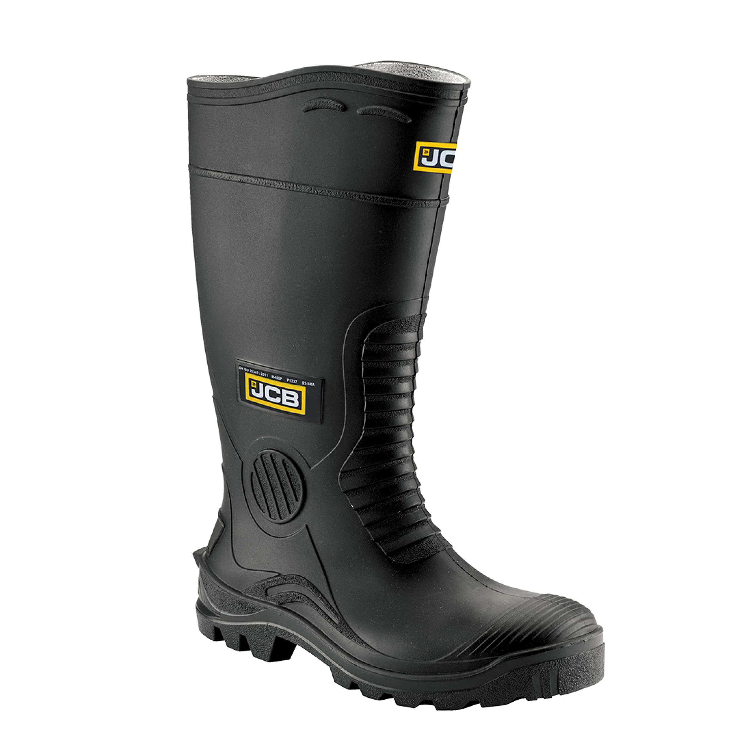 JCB - Wellington Boots Mens - Steel Toe Cap Boots - Black Shoes - Waterproof Shoes Men - Boots for Men - Wide Fit - Size 10UK, 44EU