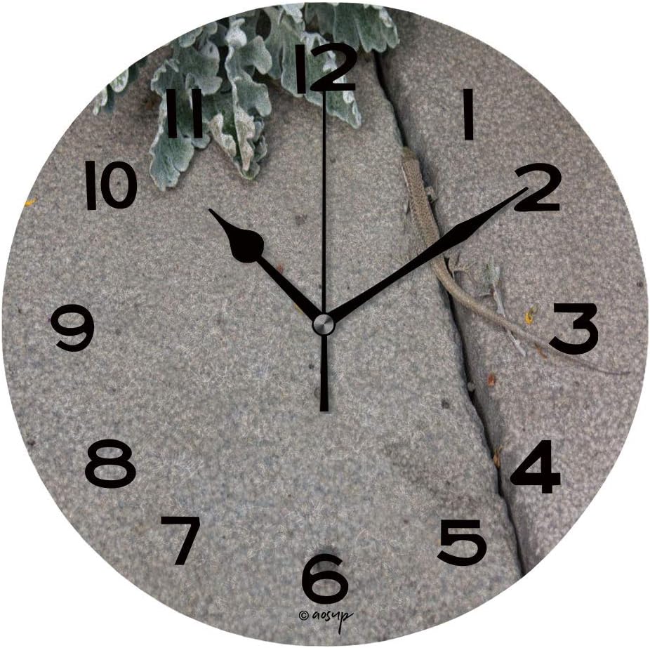 ALUONI Round Wall Clock Lizard 10 inch Morden Wall Clocks Silent Round Decorative