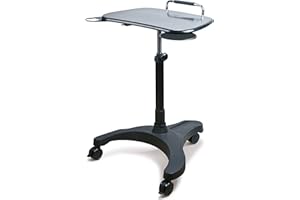 EHO Mobile Laptop Standing Desk Carts on Wheels, Pneumatic, Height Adjustable Rolling Stand, Sit to Stand Computer Cart, Easy Assembly, Workstation for Home, Office, Medical, Classroom and School