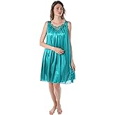 Venice Womens' Silky Looking Embroidered Nightgown 06N