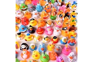 BECEEL 55 Packs Rubber Ducks in Bulk Assortment Jeep Ducks for Ducking, Small Rubber Duckies for Toddler Baby Bath Toys Floater Duck Bath Pool Toys Kids Party Favors with Mesh Carry Bag