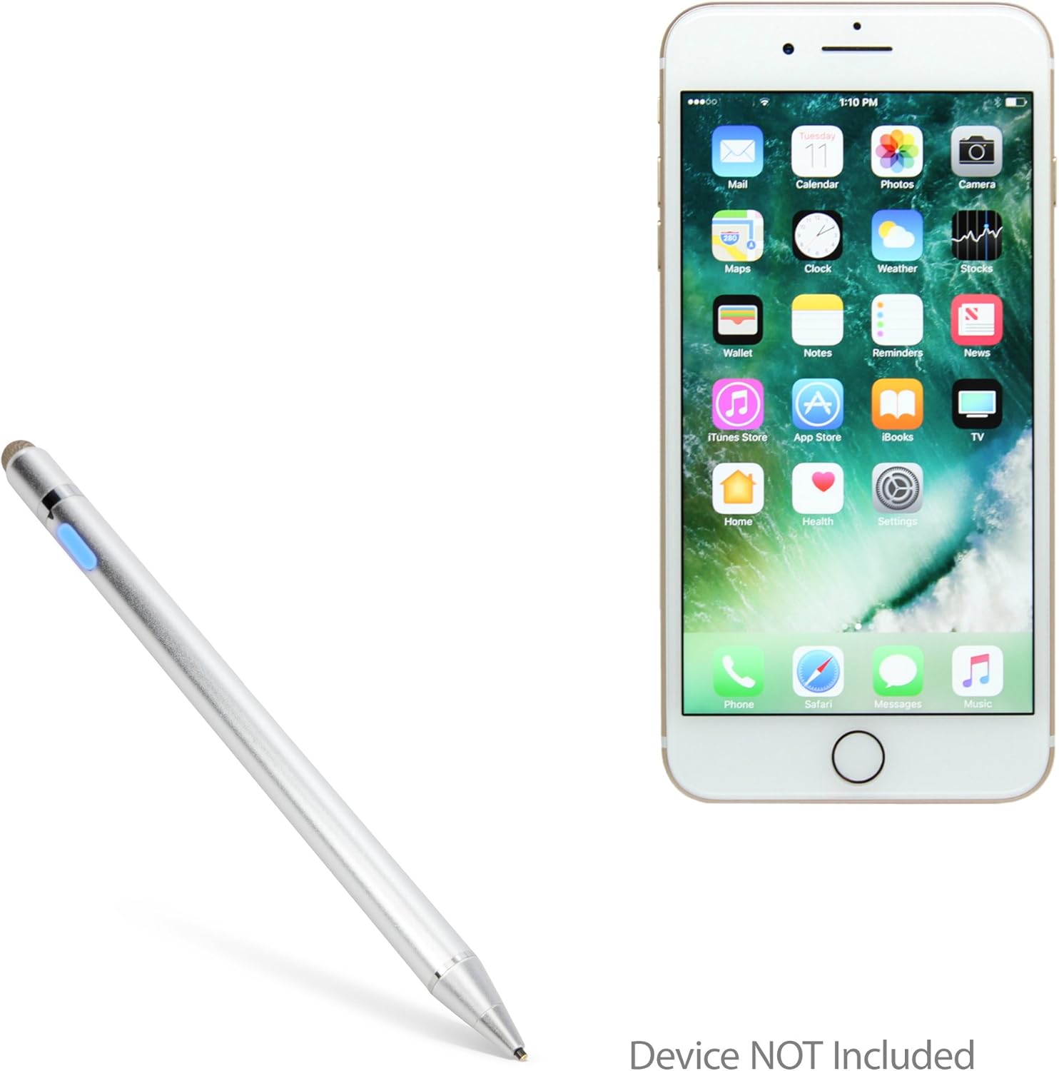 Apple iPhone 7 Plus Stylus Pen, BoxWave [AccuPoint Active Stylus] Electronic Stylus with Ultra Fine Tip for Apple iPhone 7 Plus - Metallic Silver