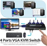 Fosmon 4-Port VGA KVM Switch 2048x1536 HD 3 USB Hubs Audio Keyboard Mouse view 2